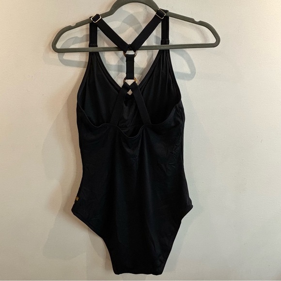 LA VIE EN ROSE Sz L Aquarose Racerback With O-Ring Ribbed One Piece Swimsuit NEW - Picture 5 of 12